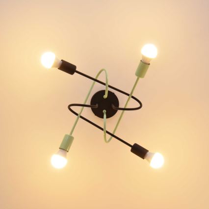 Loftlampe OXFORD 4xE27/15W/230V sort/grøn