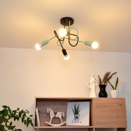 Loftlampe OXFORD 4xE27/15W/230V sort/grøn