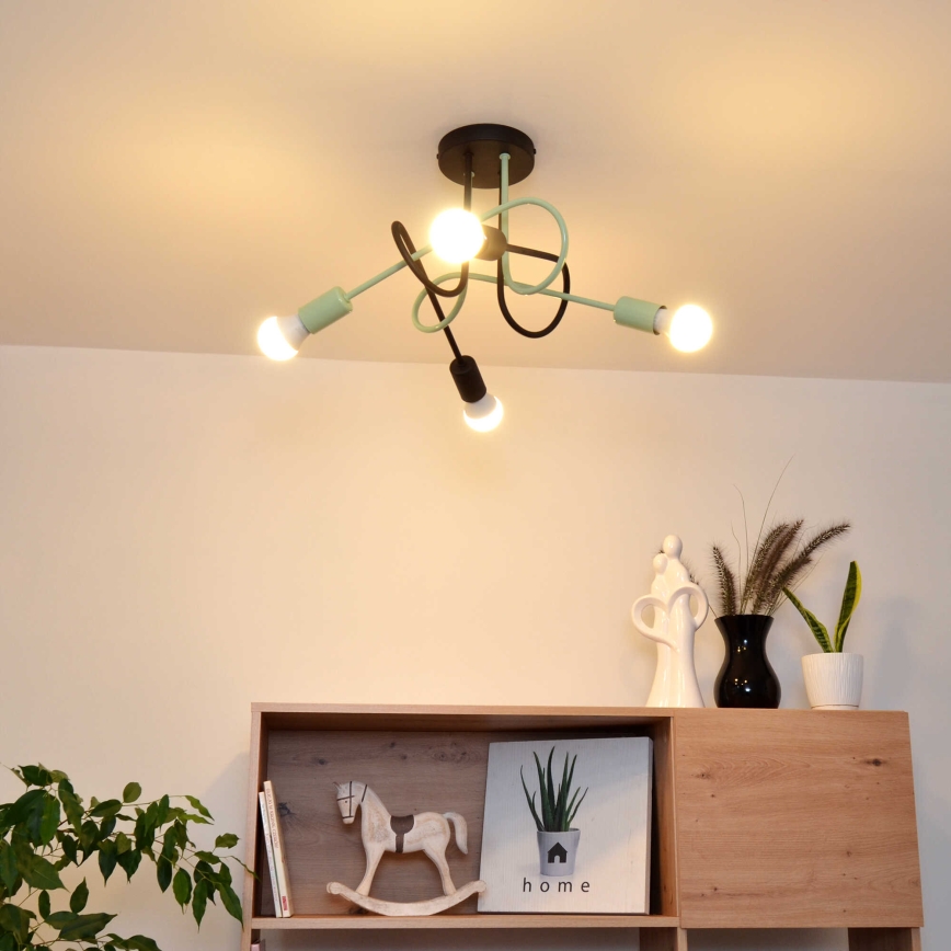 Loftlampe OXFORD 4xE27/15W/230V sort/grøn