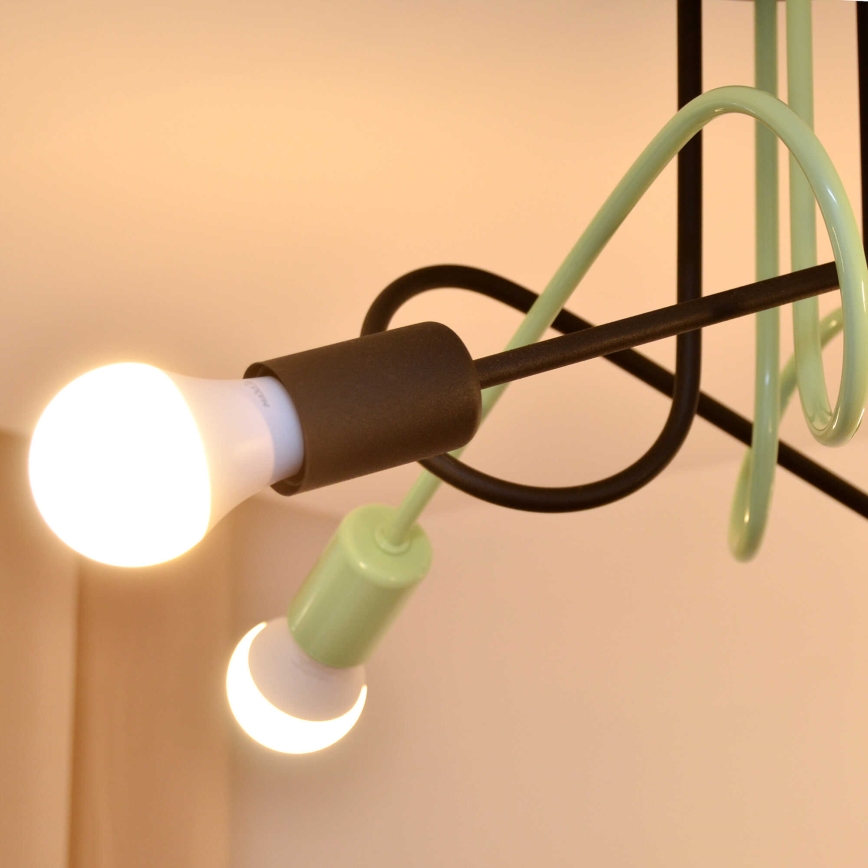 Loftlampe OXFORD 4xE27/15W/230V sort/grøn