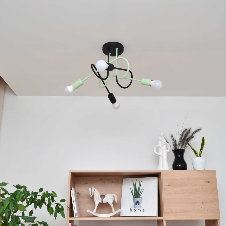 Loftlampe OXFORD 4xE27/15W/230V sort/grøn