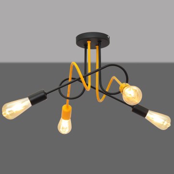 Loftlampe OXFORD 4xE27/15W/230V sort/gul