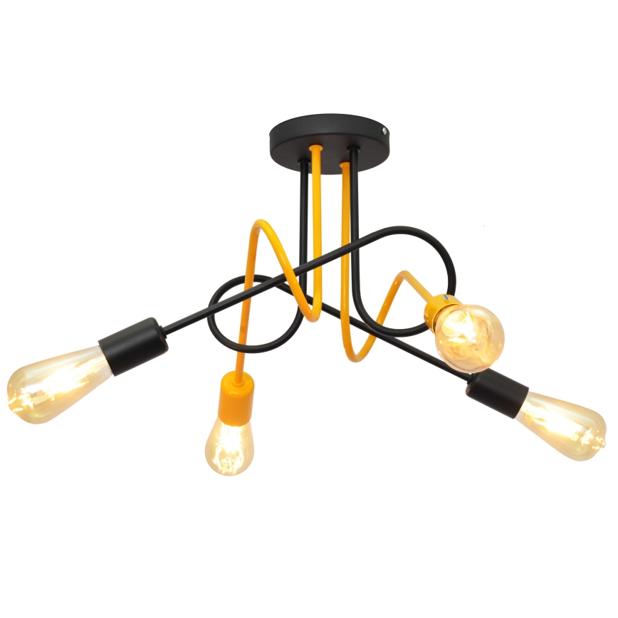 Loftlampe OXFORD 4xE27/15W/230V sort/gul