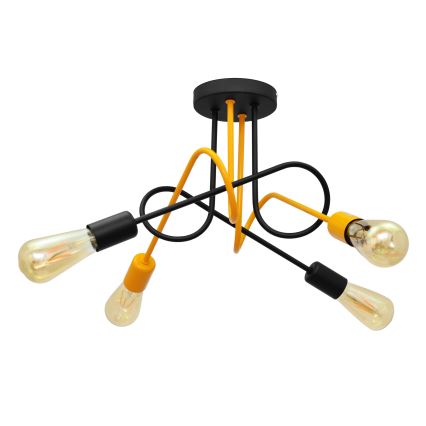 Loftlampe OXFORD 4xE27/15W/230V sort/gul