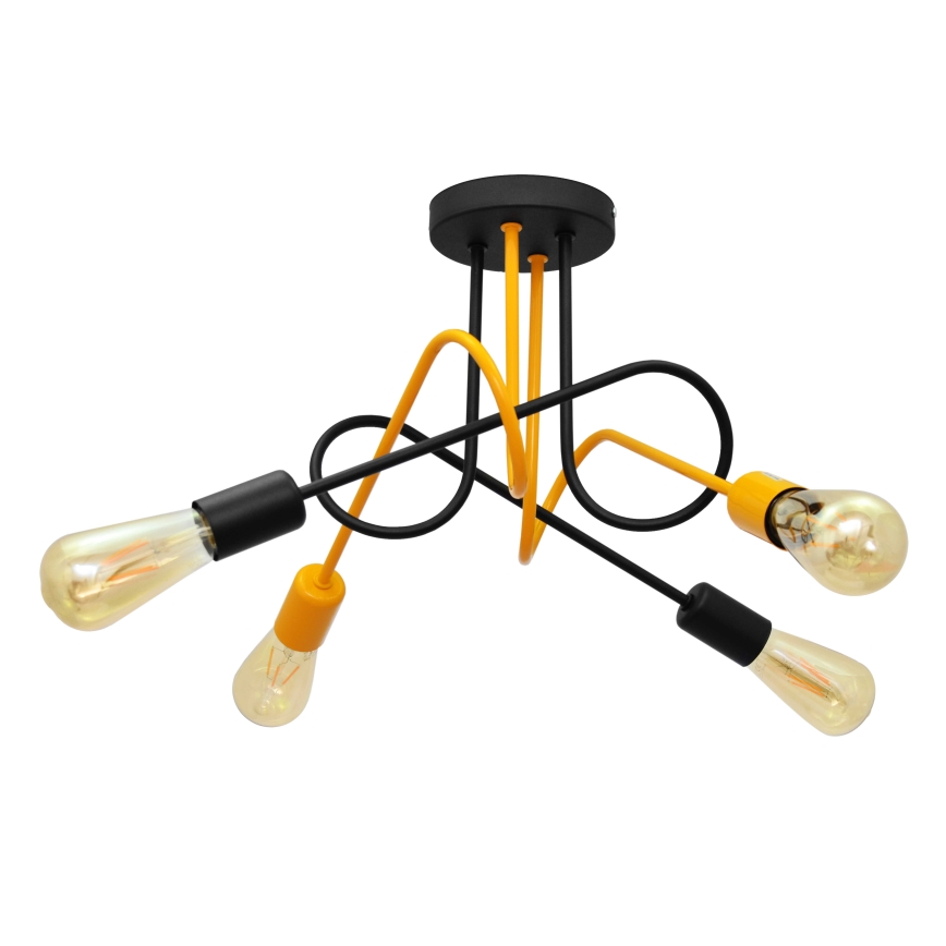 Loftlampe OXFORD 4xE27/15W/230V sort/gul