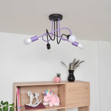Loftlampe OXFORD 4xE27/15W/230V sort/lilla