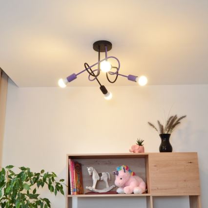 Loftlampe OXFORD 4xE27/15W/230V sort/lilla