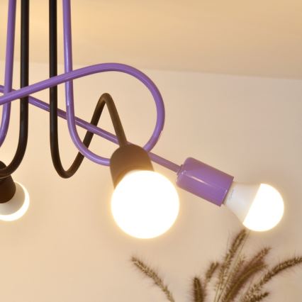 Loftlampe OXFORD 4xE27/15W/230V sort/lilla