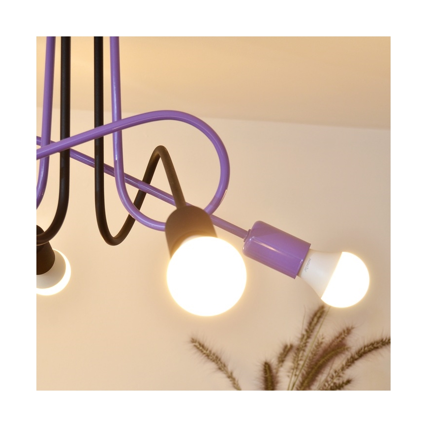 Loftlampe OXFORD 4xE27/15W/230V sort/lilla