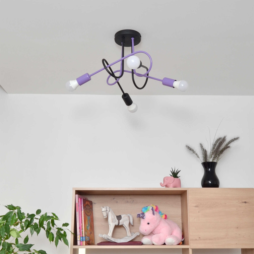 Loftlampe OXFORD 4xE27/15W/230V sort/lilla