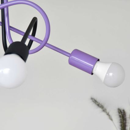 Loftlampe OXFORD 4xE27/15W/230V sort/lilla