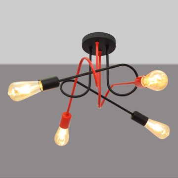 Loftlampe OXFORD 4xE27/15W/230V sort/rød