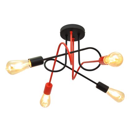 Loftlampe OXFORD 4xE27/15W/230V sort/rød