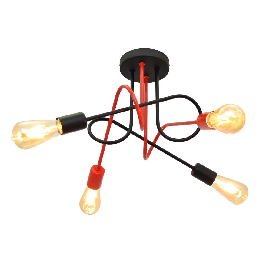 Loftlampe OXFORD 4xE27/15W/230V sort/rød