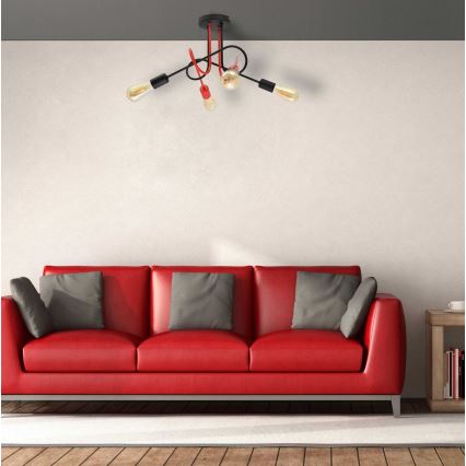 Loftlampe OXFORD 4xE27/15W/230V sort/rød