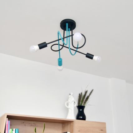 Loftlampe OXFORD 4xE27/15W/230V sort/turkis