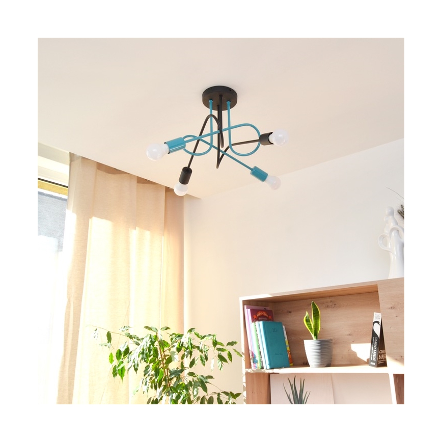 Loftlampe OXFORD 4xE27/15W/230V sort/turkis