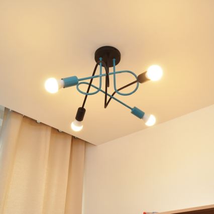 Loftlampe OXFORD 4xE27/15W/230V sort/turkis