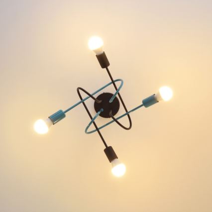Loftlampe OXFORD 4xE27/15W/230V sort/turkis