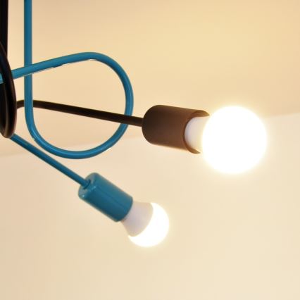 Loftlampe OXFORD 4xE27/15W/230V sort/turkis