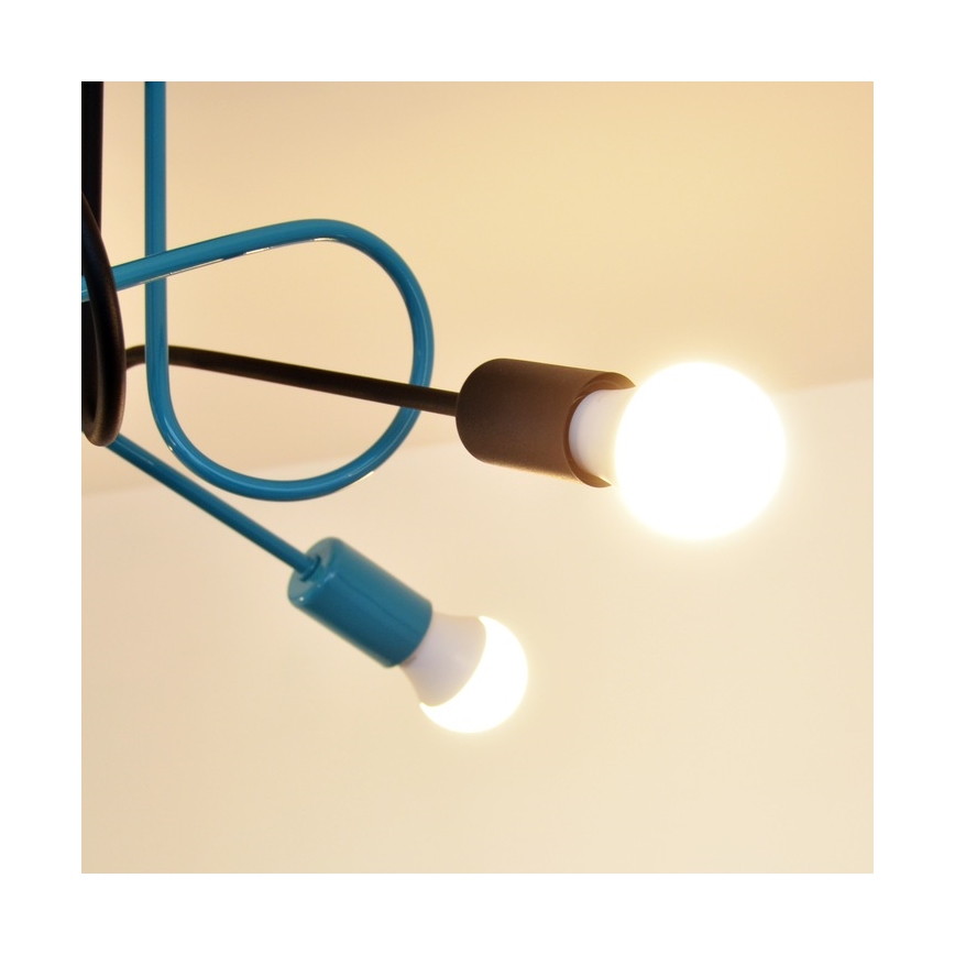 Loftlampe OXFORD 4xE27/15W/230V sort/turkis