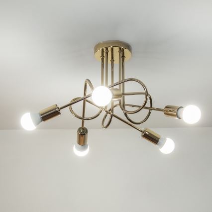 Loftlampe OXFORD 5xE27/15W/230V guld