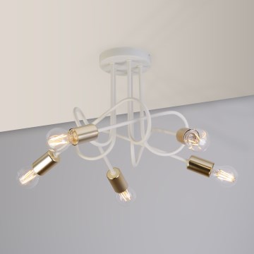Loftlampe OXFORD 5xE27/15W/230V messing/hvid