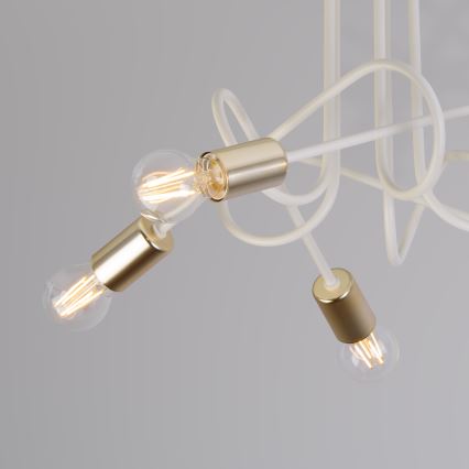 Loftlampe OXFORD 5xE27/15W/230V messing/hvid
