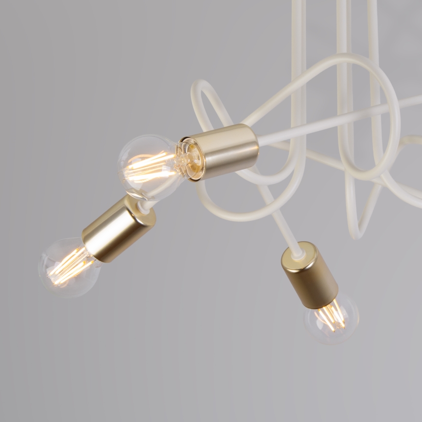 Loftlampe OXFORD 5xE27/15W/230V messing/hvid