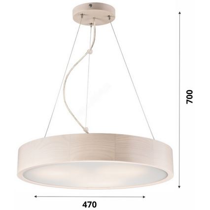 Loftlampe på ledning 3xE27/60W/230V ? 47 cm fyrretræ