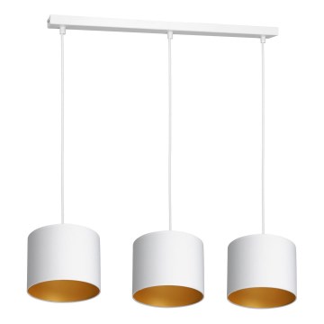 Loftlampe på kabel ARDEN 3xE27/60W/230V hvid/guld