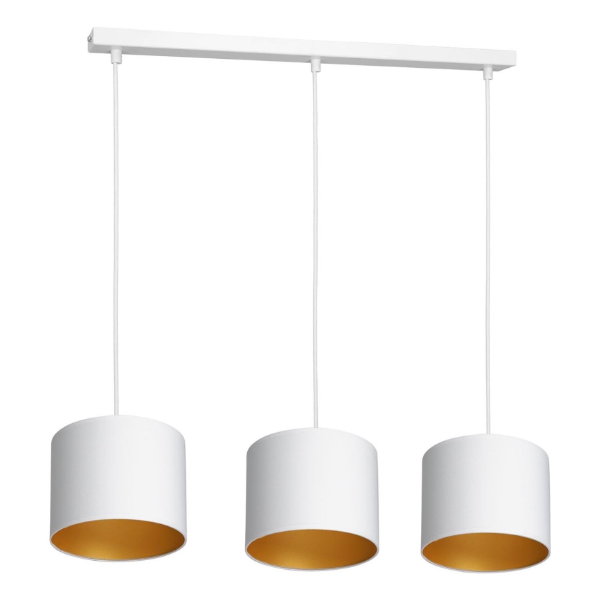 Loftlampe på kabel ARDEN 3xE27/60W/230V hvid/guld