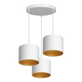 Loftlampe på kabel ARDEN 3xE27/60W/230V hvid/guld