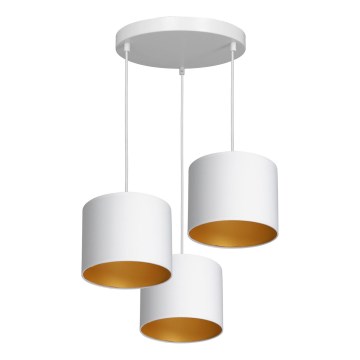 Loftlampe på kabel ARDEN 3xE27/60W/230V hvid/guld
