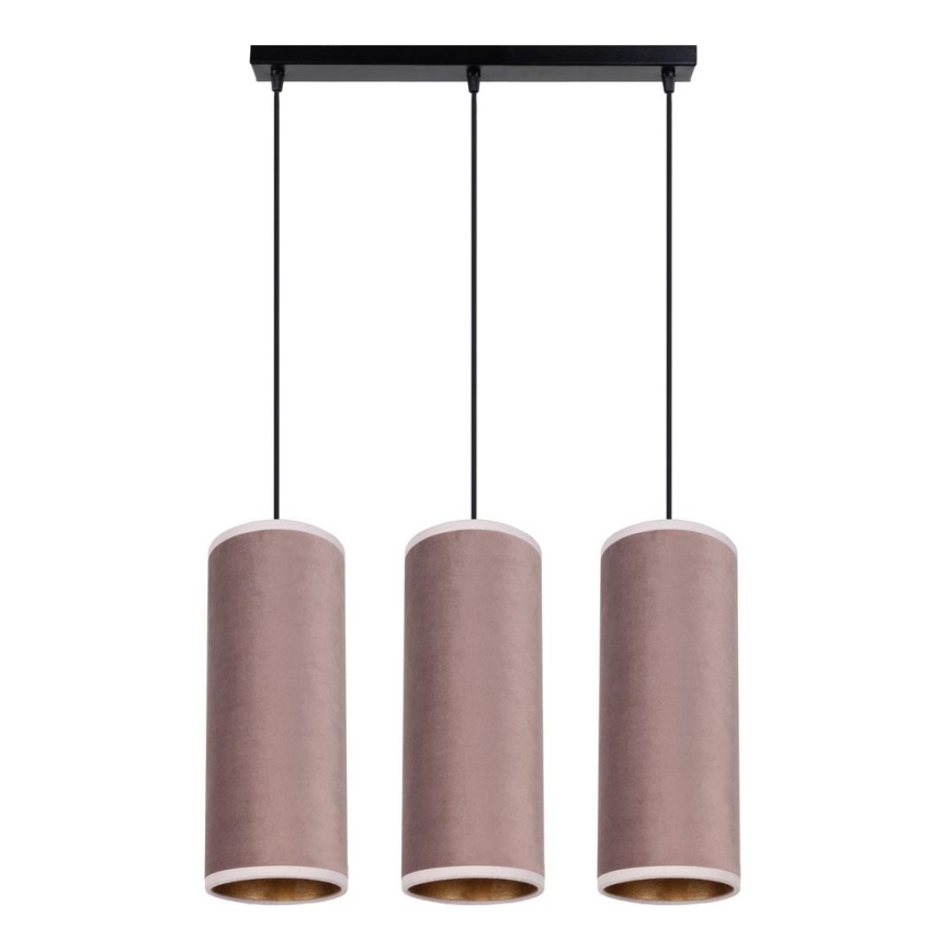 Loftlampe på kabel AVALO 3xE27/60W/230V lyserød/kobber