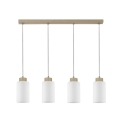 Loftlampe på kabel BOSCO 4xE27/60W/230V i birketræ