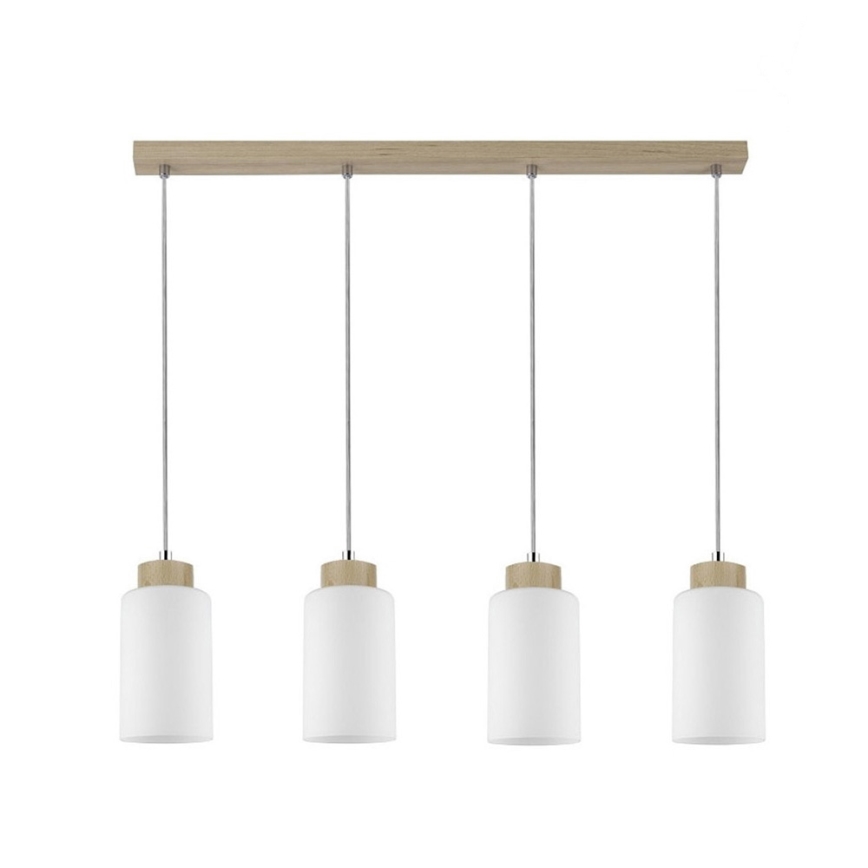 Loftlampe på kabel BOSCO 4xE27/60W/230V i birketræ