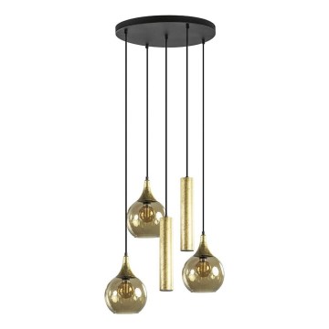 Loftlampe på kabel CALYPSO 2xGU10/60W/230V + 3xE27/60W sort/guld