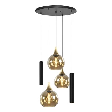 Loftlampe på kabel CALYPSO 2xGU10/60W/230V + 3xE27/60W sort/guld