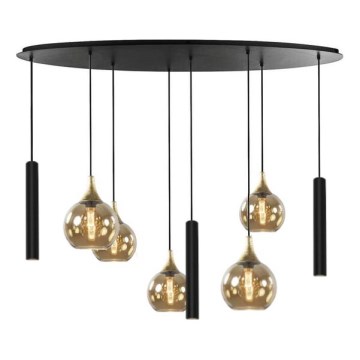 Loftlampe på kabel CALYPSO 3xGU10/60W/230V + 5xE27/60W sort/guld
