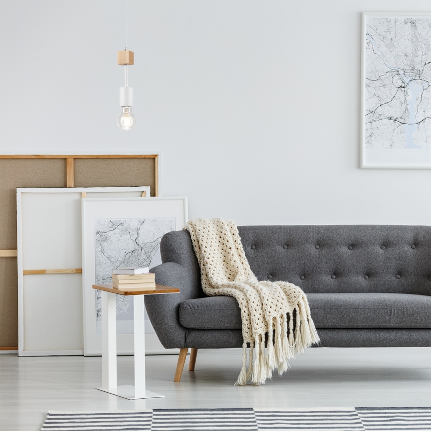 Loftlampe på ledning ORAZIO 1xE27/60W/230V bøg