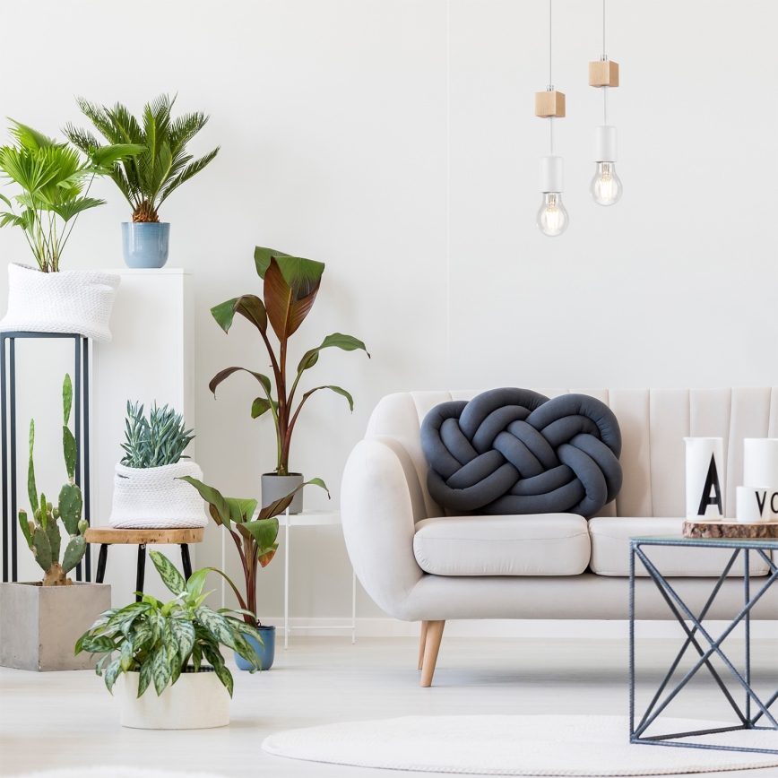 Loftlampe på ledning ORAZIO 1xE27/60W/230V bøg