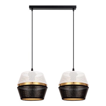 Loftlampe på kabel PARIS 2xE27/60W/230V hvid/sort/guld