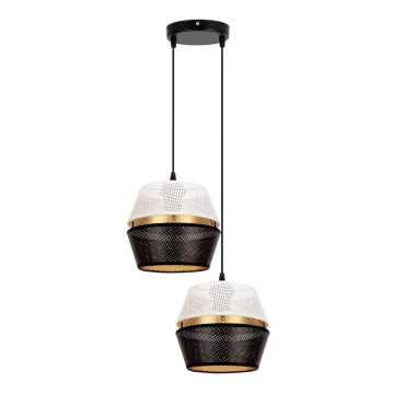 Loftlampe på kabel PARIS 2xE27/60W/230V hvid/sort/guld