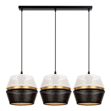 Loftlampe på kabel PARIS 3xE27/60W/230V hvid/sort/guld