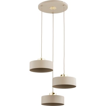 Loftlampe på kabel SELIA 3xE27/15W/230V beige/guld