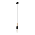 Loftlampe på kabel SIMON 1xE27/60W/230V sort/bøg