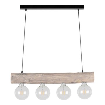 Loftlampe på kabel TRABO 4xE27/60W/230V fyrretræ
