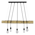 Loftlampe på kabel TRABO 5xE27/60W/230V fyrretræ