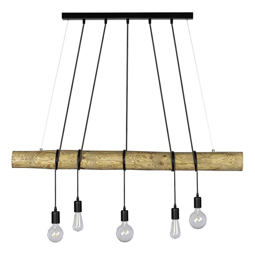 Loftlampe på kabel TRABO 5xE27/60W/230V fyrretræ